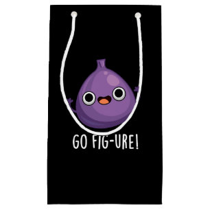 Go Fig-ure Funny Fig Fruit Pun Dark BG Kleine Geschenktüte