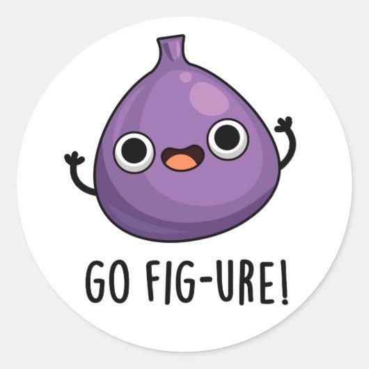 Go Fig-ure Funny Fig Fruit Pun Runder Aufkleber (Vorderseite)