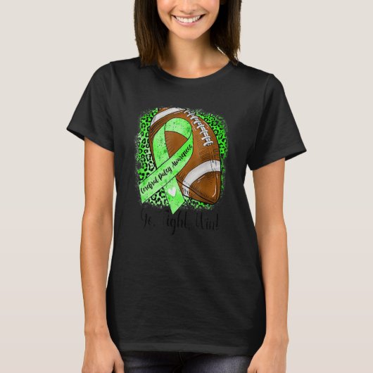 Go Fight Win Football Green Ribbon Cerebral Palsy T-Shirt (Vorderseite)