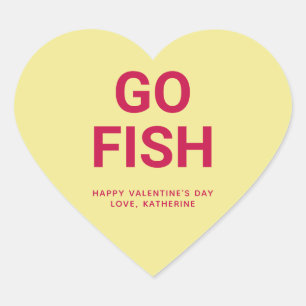 Go Fisch lustige Valentinstag Custom-Konversation Herz-Aufkleber