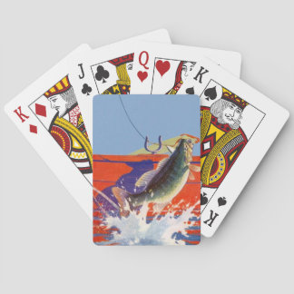 Go Fish Fishing Red Boat Cabin Cottage Camp Cards Spielkarten