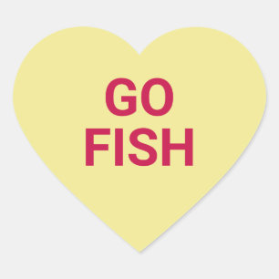 Go Fish lustige niedliche Valentinstag Gespräch Herz-Aufkleber