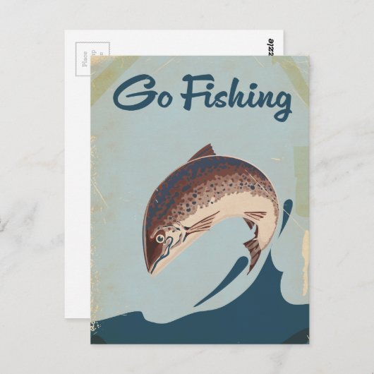 Go Fishing Postkarte (Vorne/Hinten)