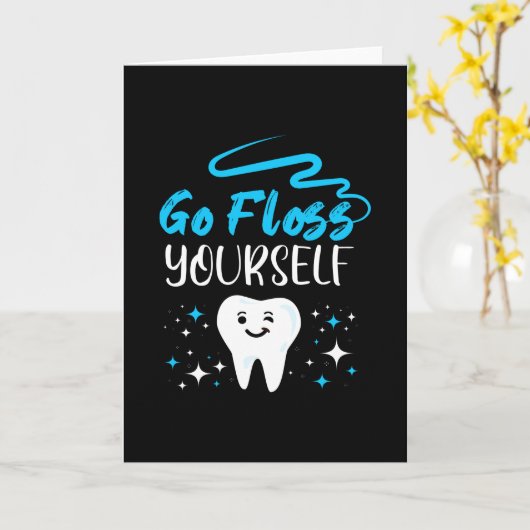 Go Floss Yourself Dentist Teeth Brushing Karte (Gelbe Blume)