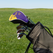 Go for It Lila und Gold Modern Classic Golf Headcover (In SItu)