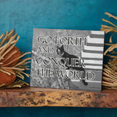 Go Forth und Equer Motivierend Cat Quote Foto Fotoplatte (Seite)