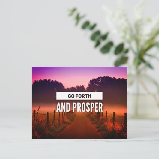 Go Forth und Prosper Quote Trail bei Sunset Postca Postkarte (Stehend Vorderseite)