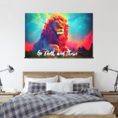 Go Forth und Thrive Majestic Lion Inspiration Leinwanddruck (Insitu (Schlafzimmer))