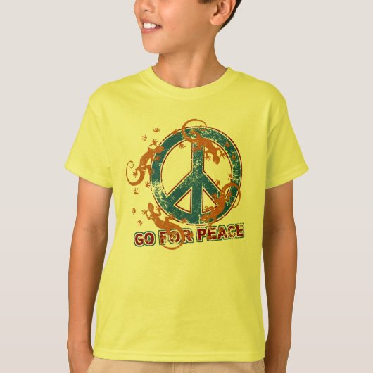 GO FÜR PEACE geckos grunge + deinen Backgr. T-Shirt (Vorderseite)
