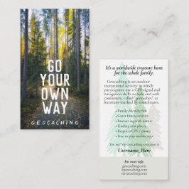 Go Geocaching Trail Card mit Infos für Muggles Visitenkarte