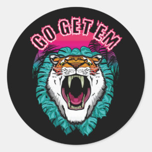 Go get sie - Tiger Face Graphic Design Runder Aufkleber
