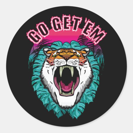 Go get sie - Tiger Face Graphic Design Runder Aufkleber (Vorderseite)