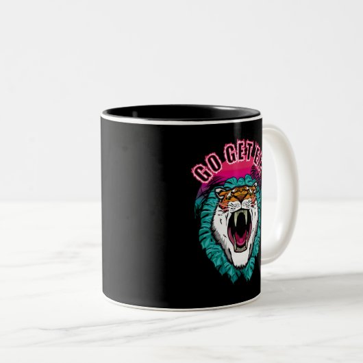 Go get sie - Tiger Face Graphic Design Zweifarbige Tasse (VorderseiteRechts)