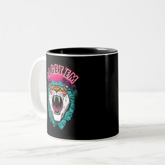 Go get sie - Tiger Face Graphic Design Zweifarbige Tasse (Vorderseite Links)