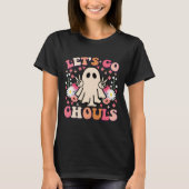 Go Ghouls Retro Floral Ghost Groovy Halloween T-Shirt (Vorderseite)