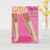 Go-Go Stiefel + Mini-Rock-Retro Geburtstag Karte (Gelbe Blume)