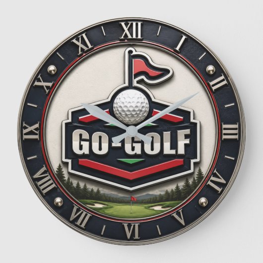 Go Golf Modern Golfer Gift Große Wanduhr (Vorderseite)