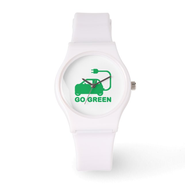 Go Green ~ Drive Electric Cars Armbanduhr (Vorderseite)