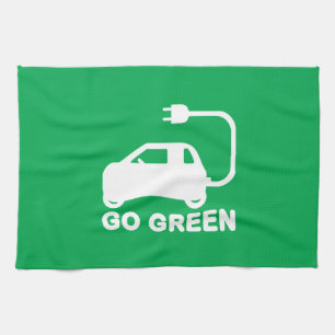 Go Green ~ Drive Electric Cars Handtuch
