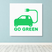 Go Green ~ Drive Electric Cars Leinwanddruck (Insitu (Holzboden))