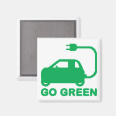 Go Green ~ Drive Electric Cars Magnet (Vorderseite/Rückseite)