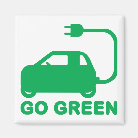 Go Green ~ Drive Electric Cars Magnet (Vorne)