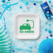 Go Green ~ Drive Electric Cars Pappteller (Party)