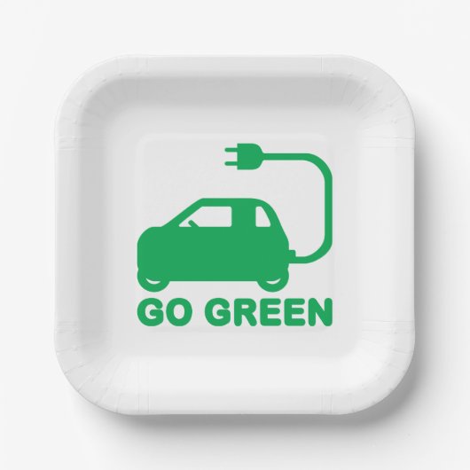 Go Green ~ Drive Electric Cars Pappteller (Vorderseite)