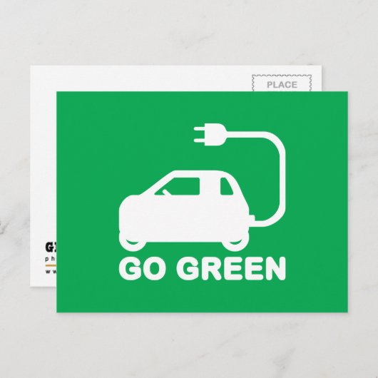 Go Green ~ Drive Electric Cars Postkarte (Vorne/Hinten)