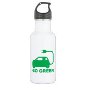 Go Green ~ Drive Electric Cars Trinkflasche (Vorderseite)