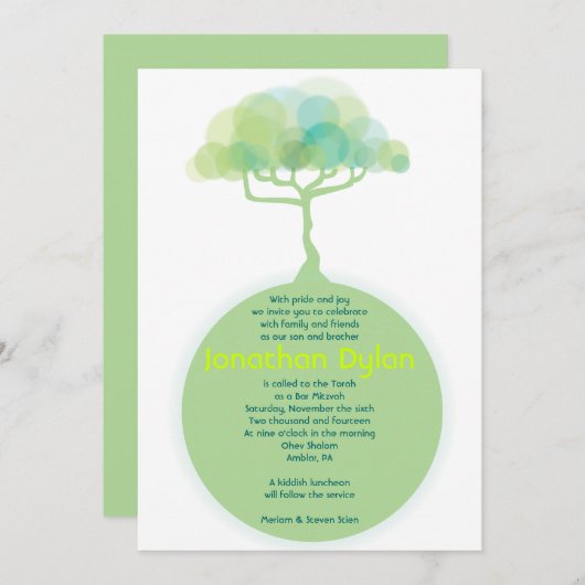 GO GREEN EARTH Bar Bat Mitzvah Einladung (Vorne/Hinten)