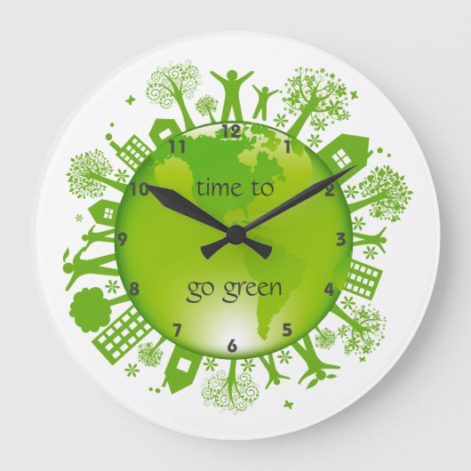 Go Green Ecology Design Wall Clock Große Wanduhr (Vorderseite)