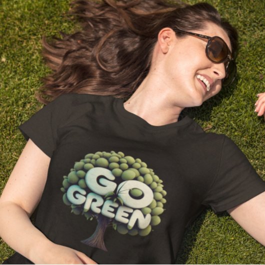 Go Green - Go Green Slogan mit Baumdesign T-Shirt
