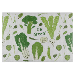 Go Green! Grüne Blätter! Glückliche Garten Gemüse Schneidebrett