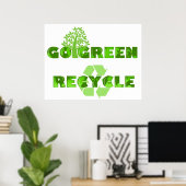 Go Green Öko Tree Recycle Illustration Poster (Heimbüro)