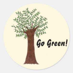 Go Green Tree Runder Aufkleber