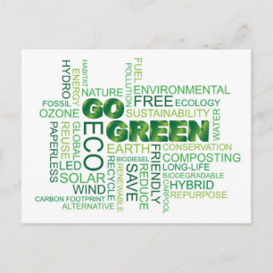 Go Green Word Cloud Postcard Postkarte