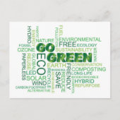 Go Green Word Cloud Postcard Postkarte (Vorderseite)
