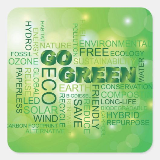 Go Green Word Cloud Sticker (Vorderseite)