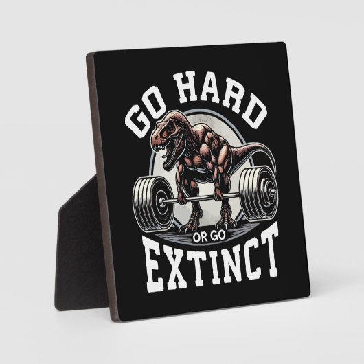 Go Hard oder Go Extinct - T-Rex-Fitnessstudio Moti Fotoplatte (Vorderseite)
