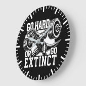 Go Hard oder Go Extinct - T-Rex-Fitnessstudio Moti Große Wanduhr (Winkel)