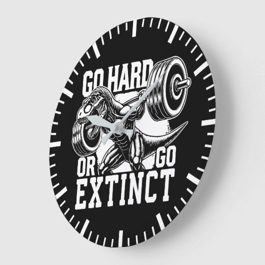 Go Hard oder Go Extinct - T-Rex-Fitnessstudio Moti Große Wanduhr (Winkel)