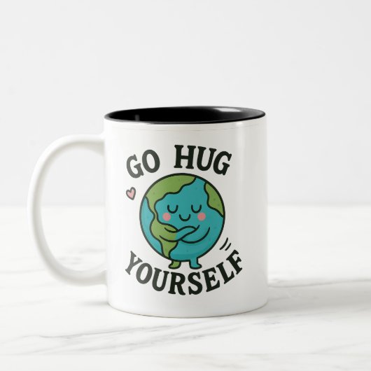 Go Hug Dir selbst Earth - Funny Öko Friendly Zweifarbige Tasse (Links)