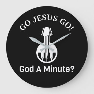 GO JESUS GO! Gott, eine Minute? Große runde Wall-U Große Wanduhr