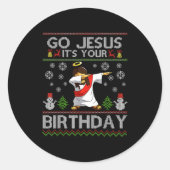 Go Jesus It's Your Birthday Dabbing Christmas Ugly Runder Aufkleber (Vorderseite)