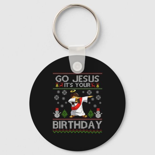Go Jesus It's Your Birthday Dabbing Christmas Ugly Schlüsselanhänger (Vorderseite)