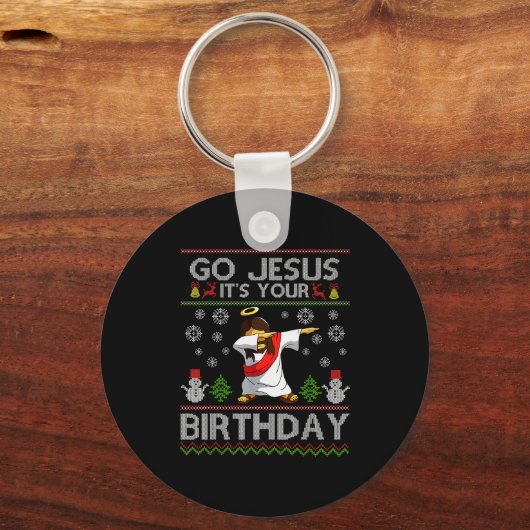 Go Jesus It's Your Birthday Dabbing Christmas Ugly Schlüsselanhänger (Vorderseite)