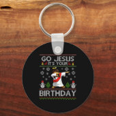 Go Jesus It's Your Birthday Dabbing Christmas Ugly Schlüsselanhänger (Vorderseite)