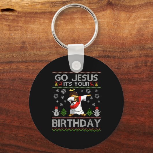 Go Jesus It's Your Birthday Dabbing Christmas Ugly Schlüsselanhänger (Vorderseite)