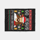 Go Jesus It's Your Birthday Ugly Christmas Sweater Fleecedecke (Vorderseite (Horizontal))